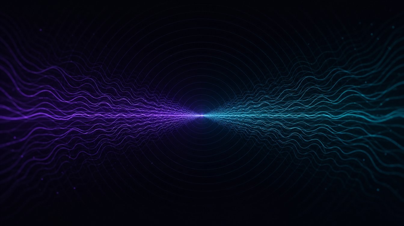 Visualización abstracta de dos señales sincronizándose — representación del photic driving